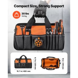 SucceBuy 15.7in Tool Bag with 33 Pockets, Portable Organizer with Soft Handle, Large Zipper&Adjustable Shoulder Strap for Tools