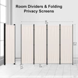 Room Divider 4 Panel Partition Folding Privacy Screen with 3 Metal Feet, 88" W Portable Wall for Office Bedroom Children's Room