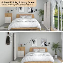 Room Divider 4 Panel Partition Folding Privacy Screen with 3 Metal Feet, 88" W Portable Wall for Office Bedroom Children's Room