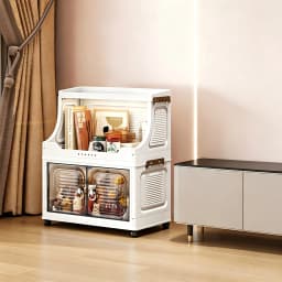 18.5in Wide Foldable Stackable Storage Cabinet With Wheels And Top Hooks, Clear Door Plastic Storage Organizer, Large Capacity Freestanding Cabinet, White, 1/2/3/4/5 Drawers Plus 1 Shelf, Suitable For Living Room, Bedroom, Kitchen, Bathroom