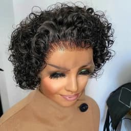 13x1 Short Curly Wig Human Hair Wigs 8 inch Short Bob Pixie Cut Brazilian Human Hair Wig Black Afro Kinky Lace Front Wigs for Women