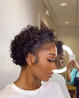 13x1 Short Curly Wig Human Hair Wigs 8 inch Short Bob Pixie Cut Brazilian Human Hair Wig Black Afro Kinky Lace Front Wigs for Women