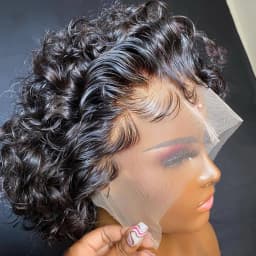 13x1 Short Curly Wig Human Hair Wigs 8 inch Short Bob Pixie Cut Brazilian Human Hair Wig Black Afro Kinky Lace Front Wigs for Women