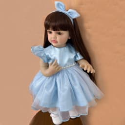 BZDOLL 55cm 22in Full Soft Vinyl Reborn Girl Doll, Standable Long Hair Princess, Bath Toy & Kids Birthday Gift