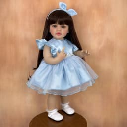 BZDOLL 55cm 22in Full Soft Vinyl Reborn Girl Doll, Standable Long Hair Princess, Bath Toy & Kids Birthday Gift