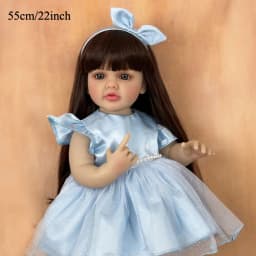 BZDOLL 55cm 22in Full Soft Vinyl Reborn Girl Doll, Standable Long Hair Princess, Bath Toy & Kids Birthday Gift