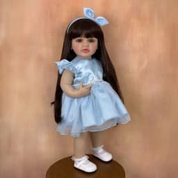 BZDOLL 55cm 22in Full Soft Vinyl Reborn Girl Doll, Standable Long Hair Princess, Bath Toy & Kids Birthday Gift