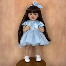 BZDOLL 55cm 22in Full Soft Vinyl Reborn Girl Doll, Standable Long Hair Princess, Bath Toy & Kids Birthday Gift