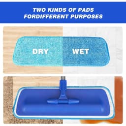17.5 Microfiber Floor Cleaning Mop with Stainless Steel Handle, 2 Washable Pads for Wet and Dust Mopping on Hardwood, Vinyl, Lam
