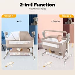 Smart Electric Baby Bassinet Bedside Sleeper with Music Play,Automatic Cradle with 3 Speed Timing and 5 Speed Wobbling,Portable Baby Bed Height Adjustable Crib,with Nets+Mattresses