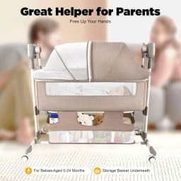 Smart Electric Baby Bassinet Bedside Sleeper with Music Play,Automatic Cradle with 3 Speed Timing and 5 Speed Wobbling,Portable Baby Bed Height Adjustable Crib,with Nets+Mattresses