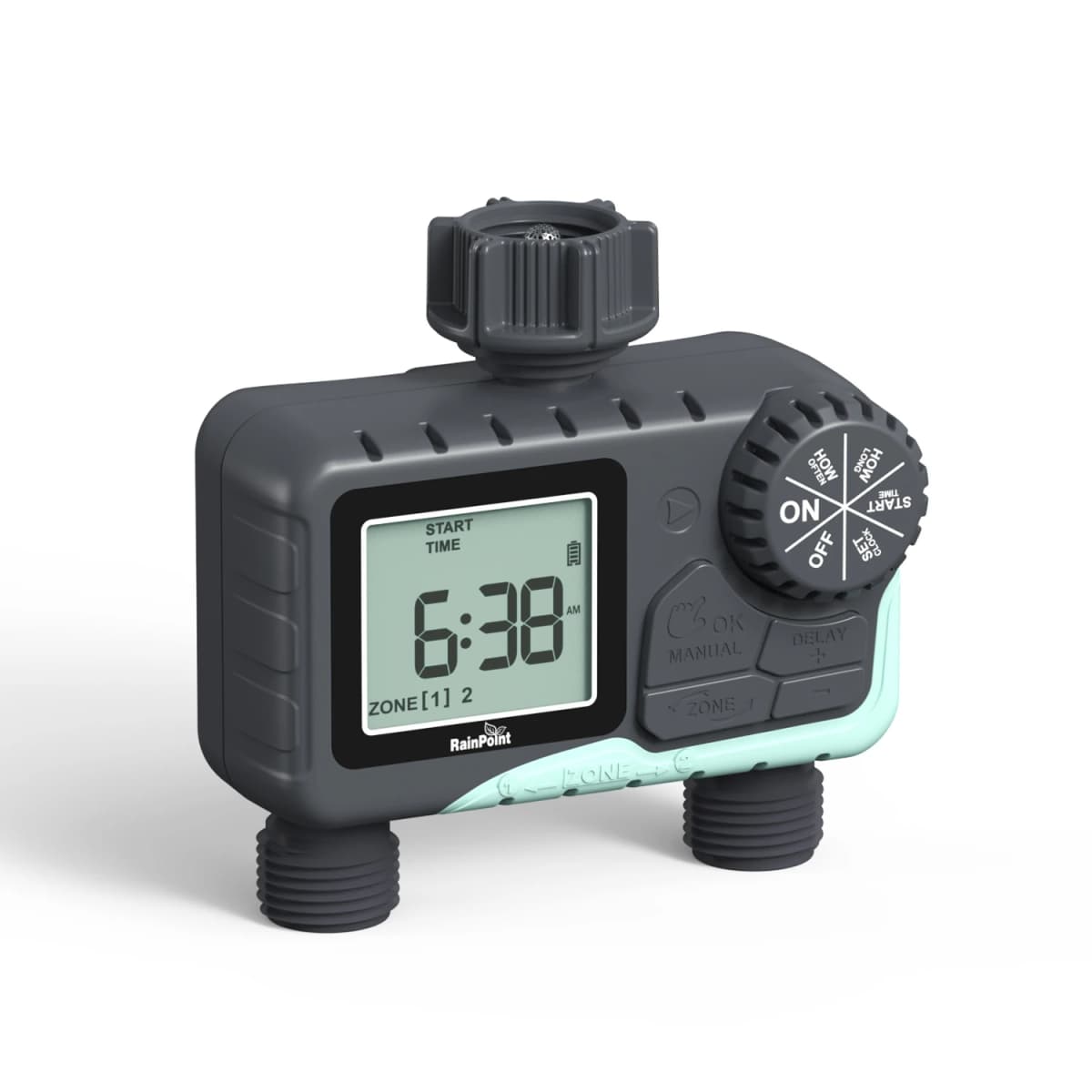 RAINPOINT Water Timer for Garden Hose - 2 Zone Sprinkler Timer with Rain Delay/Manual Watering/Automatic Irrigation for Yard Lawn