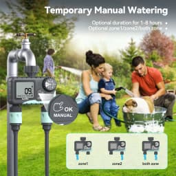 RAINPOINT Water Timer for Garden Hose - 2 Zone Sprinkler Timer with Rain Delay/Manual Watering/Automatic Irrigation for Yard Lawn