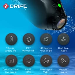 Drift Ghost XL Sport Action Camera 1080P WiFi 9 Hours Battery Life IPX7 Waterproof Wearable Live Stream Vlog Motorcycle Bicycle,Sport Action DV, APP Control,Perfect for motorcycles, mountain bikes, e-bikes, skateboards and all outdoor riding sports