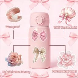 115PCS Pink Aesthetic Stickers - Vintage Coquette Style, Waterproof Vinyl Decals Cute Bow Tie Stickers Disco Ball, Decorative S