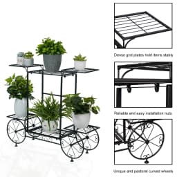Garden Cart Stand Flower Pot Holder Display Rack Home Plant Stand - Multi-Functional Garden Storage Organizer