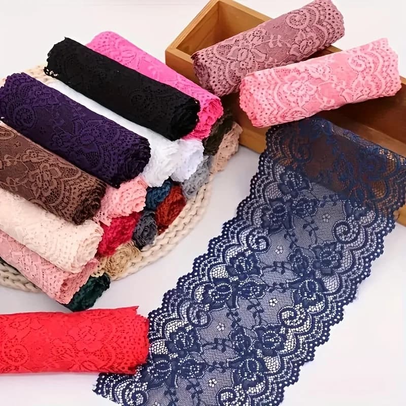 Length 1 Yard Luxury Thickened Soft Elastic 15CM Wide Lace Trim - Perfect for Craftsmanship and Sewing - Ideal for Underwear, Skirts and Dresses - High Quality Fabric with Delicate Lace Ribbon Design