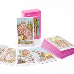 Pink Border Tarot Card Deck with Guidebook 78Pcs English Version Family Gathering Divination Deck Board Game Cards 10.3*6cm