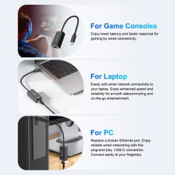 RSHTECH USB C to 1000Mbps Ethernet Adapter 15cm Aluminum RJ45 Gigabit Wired Ethernets LAN Network Cable Converter to Type C for MacBook Pro Laptops