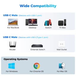 RSHTECH USB C to 1000Mbps Ethernet Adapter 15cm Aluminum RJ45 Gigabit Wired Ethernets LAN Network Cable Converter to Type C for MacBook Pro Laptops