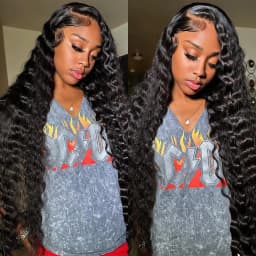 Deep Wave Bundles With Closure Brazilian Virgin Human Hair 3 Bundles With 4x4 Lace Closure for Black Women Natural Color 40 inch