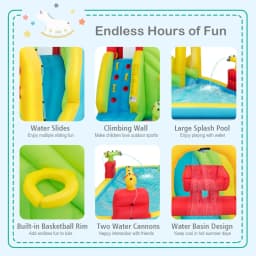 Mega Inflatable Water Park Bouncy Castle for Kids - Blow Up Water Slide with Splash Pool, Water Basin, and Climbing Wall, Outdoor Backyard Family Fun Party Gift for Ages 5-12