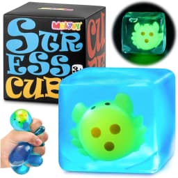 Glow in the Dark Whale Cube Squishy Slow Rising Sensory Fidget Stress Ball, Calming Tactile Toy for Autism ADHD Kids, Holiday Easter Stocking Filler Desktop Gift for Students & Adults