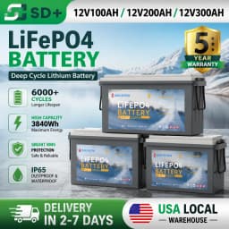 SANDISOLAR 300Ah LiFePO4 Battery 12.8V 3840Wh Lithium Iron Phosphate Battery Expandable for Home Solar Energy Storage