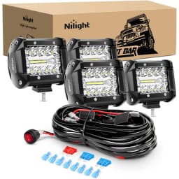 Nilight - ZH416 4PCS 4Inch 60W Triple Row Flood Spot Combo 6000LM LED Pods Light Bar Driving Boat Led Off Road Lights with 16AWG Wiring Harness-4 Leads