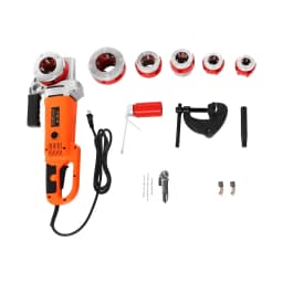 Electric Threading Machine,PortableRatchet Pipe Threader Tool Kit, with 6 Dies 2‘’, 1-1/2‘’, 1-1/4‘’, 1‘’, 3/4‘’, 1/2'', 2300W