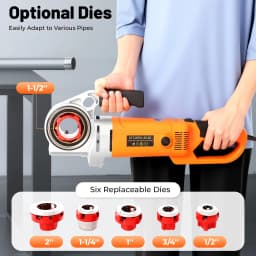 Electric Threading Machine,PortableRatchet Pipe Threader Tool Kit, with 6 Dies 2‘’, 1-1/2‘’, 1-1/4‘’, 1‘’, 3/4‘’, 1/2'', 2300W