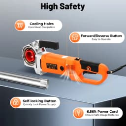 Electric Threading Machine,PortableRatchet Pipe Threader Tool Kit, with 6 Dies 2‘’, 1-1/2‘’, 1-1/4‘’, 1‘’, 3/4‘’, 1/2'', 2300W