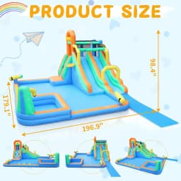Double-Slide Inflatable Bounce House with Swimming Pool, Climbing Wall & Ring Toss Game – Indoor/Outdoor Bouncy Castle Includes 680W Blower for Backyard, Ages 3-8