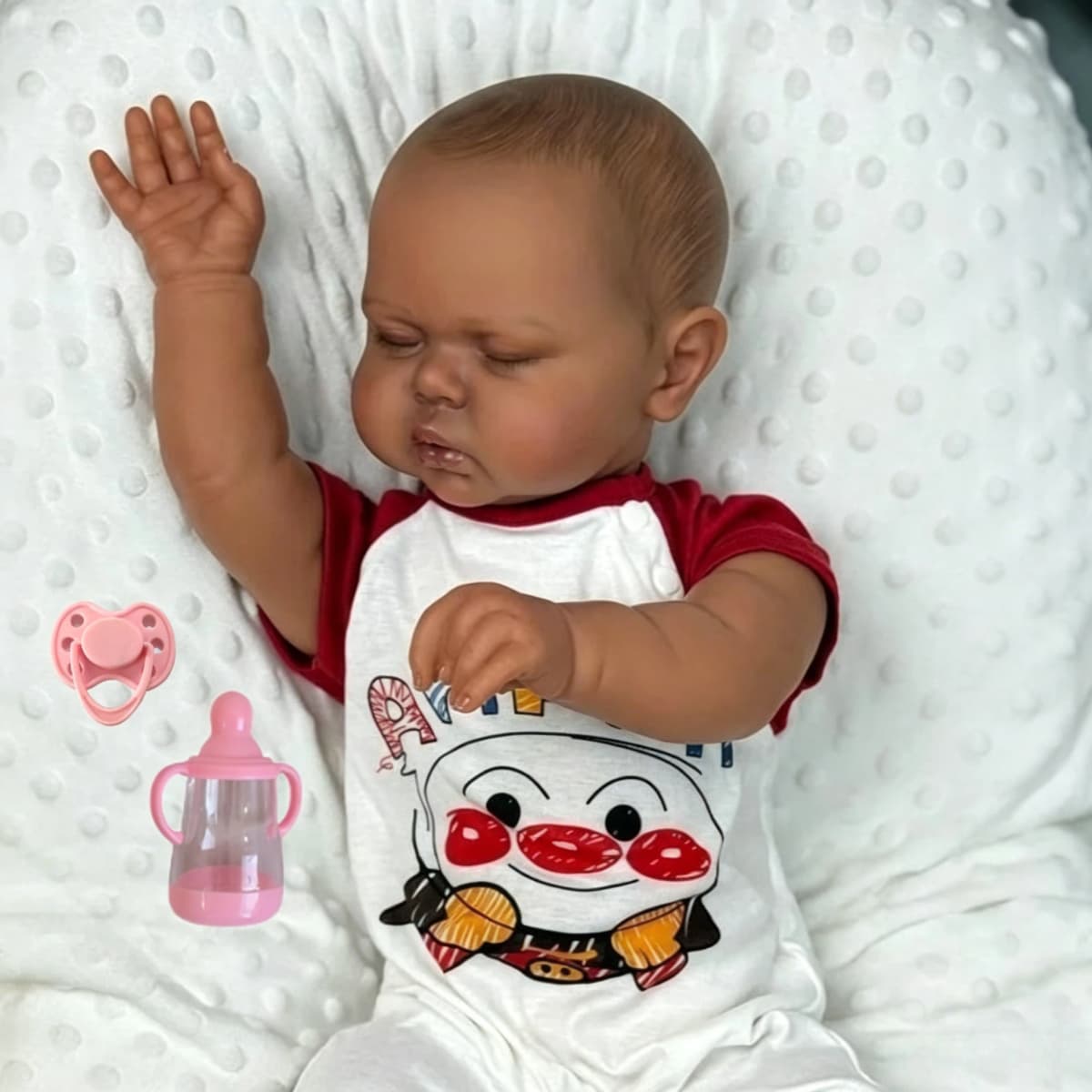 BZDOLL 60cm 24inch Large Asleep Reborn Doll, Black & Brown Skin, Vinyl Limbs Cloth Body, Collectible Birthday Gift