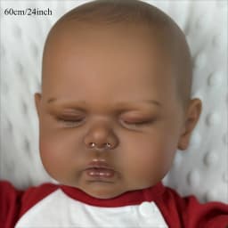 BZDOLL 60cm 24inch Large Asleep Reborn Doll, Black & Brown Skin, Vinyl Limbs Cloth Body, Collectible Birthday Gift