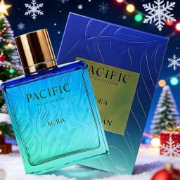 Rayhaan Pacific Aura Pour Homme Men's perfume Aquatic citrus fragrance, 3.4oz100ml, gradual blue-green ripple bottle body, visual sense of sea breeze