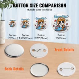 500 Sets 1.25 Inch 32mm Pin Back Button Parts, DIY Round Button Badge Parts, Set Includes Metal Top, Plastic/Metal Button, Clear Film, And Blank Paper For Gifts Presents, Machine NOT Included