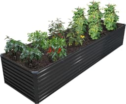 Galvanized Steel Raised Garden Bed Kit for Outdoor Patio, 12x2x2ft Large Rectangular Metal Planter Box, Deep Root Planter for Vegetables, Flowers, Herbs - Black