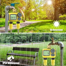 Insoma Dual Outlets Water Timer Home Garden Automatic Watering Irrigation System with Brass Inlet for Outdoor