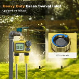 Insoma Dual Outlets Water Timer Home Garden Automatic Watering Irrigation System with Brass Inlet for Outdoor