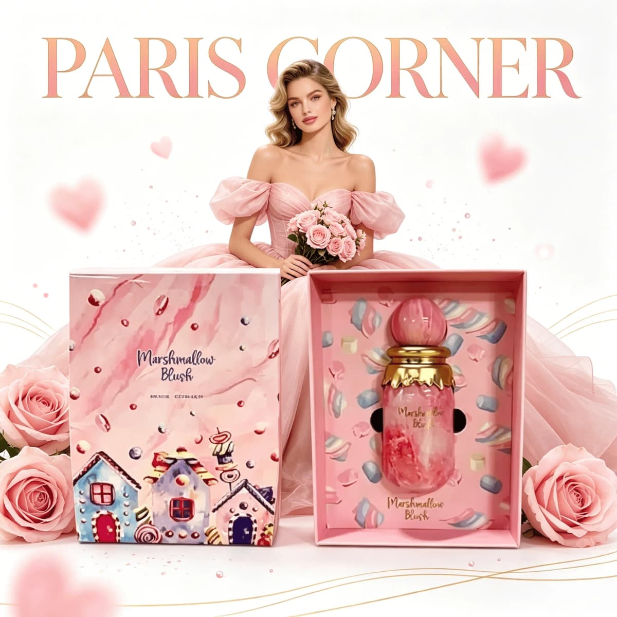 Paris Corner | Marshmallow Blush EDP | A Unique Gourmand Marshmallow Strawberry Perfume for Women | Long-Lasting Sweet Scent Fra