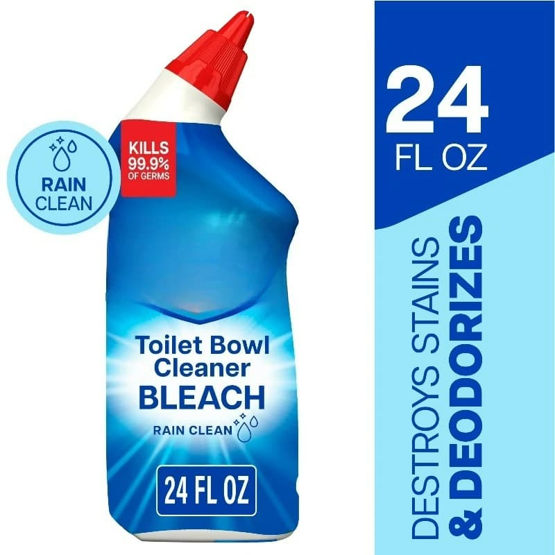 Toilet Bowl Cleaner w/Bleach, Rain Clean, 24 fl oz