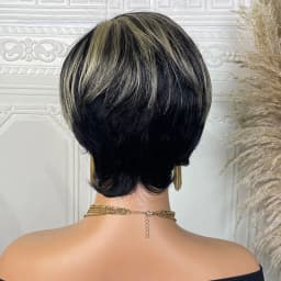 Pixie Cut Wigs For Women Human Hair Short Bob Wig With Bangs Layered Pixie Cut Wig 1B/27 Brazilian Human Hair Full Machine Made