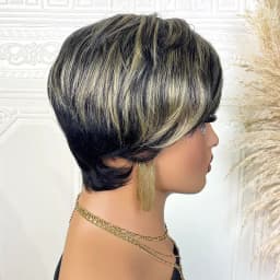 Pixie Cut Wigs For Women Human Hair Short Bob Wig With Bangs Layered Pixie Cut Wig 1B/27 Brazilian Human Hair Full Machine Made