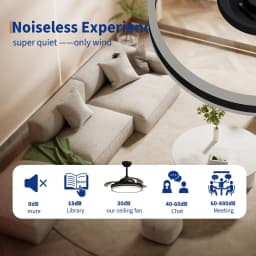 20'' Caged Ceiling Fan With Light & Remote, Dimmable Farmhouse Fandelier, Quiet DC Flush Mount For Kitchen Bedroom