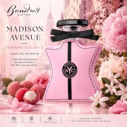 Bond No.9 Madison Avenue Eau De Parfum 100ml for Women Long Lasting Luxury Niche Perfume Spray Floral Fruity Lychee Rose Raspberry Vanilla Musk Fragrance Daily Wear Travel Gift