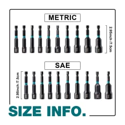 20PCS Magnetic Nut Driver Set, Impact Drill Driver Bit Set 1/4" Metric and SAE Nut Driver with Storage Bag Nut Drivers