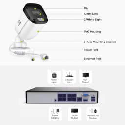 SANNCE 8MP PoE Security Camera Outdoor, IP67 8CH NVR with 2.8mm 4K Bullet Cameras, H.265 Built-in Mic, AI Human Vehicle Detection, Dual Light Night Vision Home Surveillance Cameras ONVIF