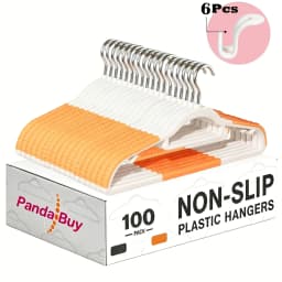 20/50/100 Pack Combo Heavy Duty Non-Slip No-Mark Plastic Clothes Hangers, Anti-Crack Anti-Bend Clothing Racks, Multi-Functional Indoor Storage & Laundry Drying Organizer for Large Family