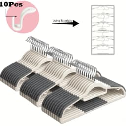 20/50/100 Pack Combo Heavy Duty Non-Slip No-Mark Plastic Clothes Hangers, Anti-Crack Anti-Bend Clothing Racks, Multi-Functional Indoor Storage & Laundry Drying Organizer for Large Family